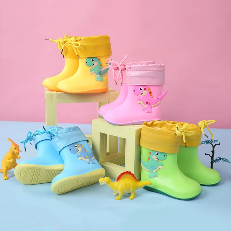 

KushyShoo Baby's Rain Boots Lovely Dinosaur Children's Rain Shoes PVC Rubber Kids Baby Cartoon Water Shoes Toddler Girl Boots