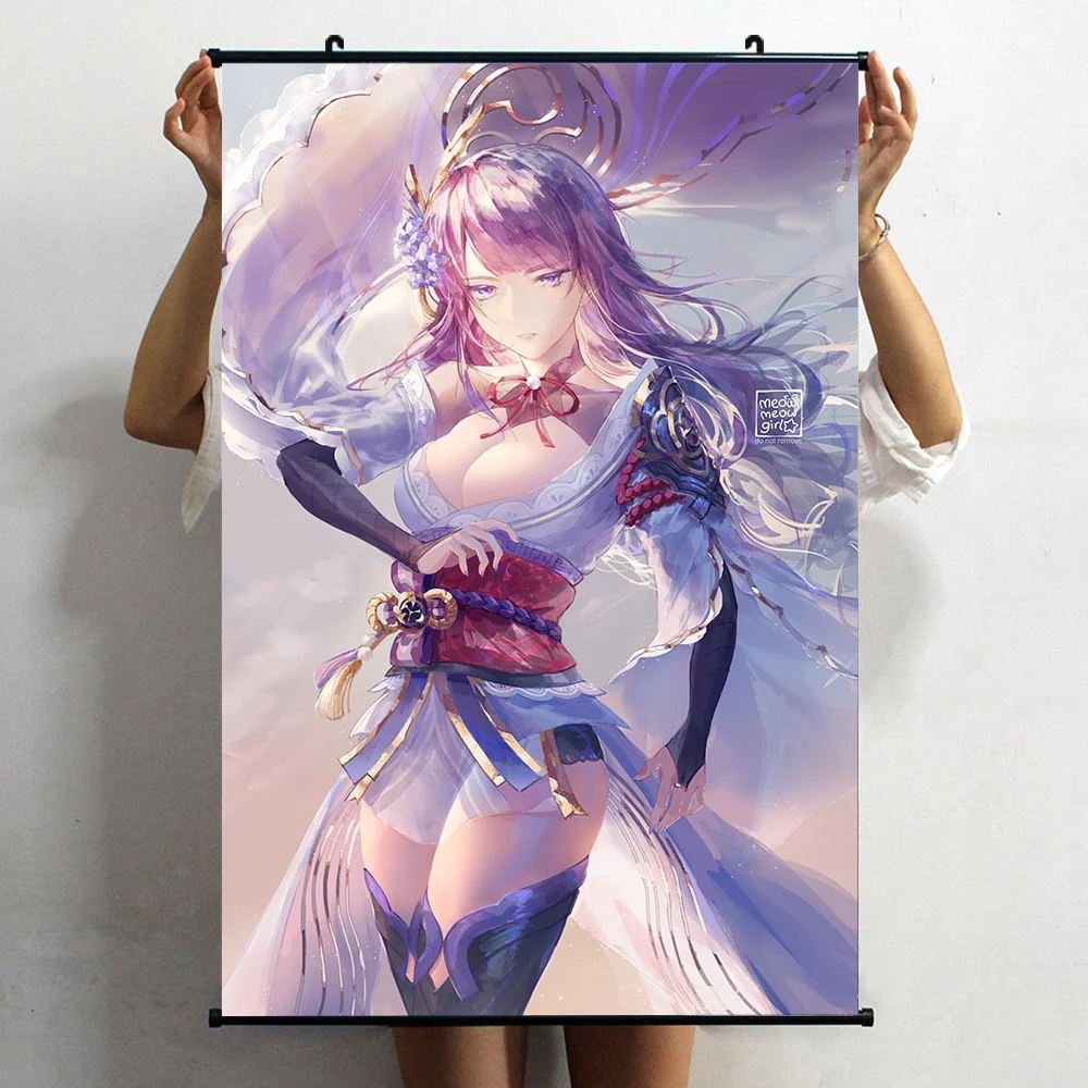 

New Anime Game Genshin Impact Raiden Shogun Poster Wall Scroll Home Decor HD Wallpaper Wall Post Room Decoration Drop Shipping