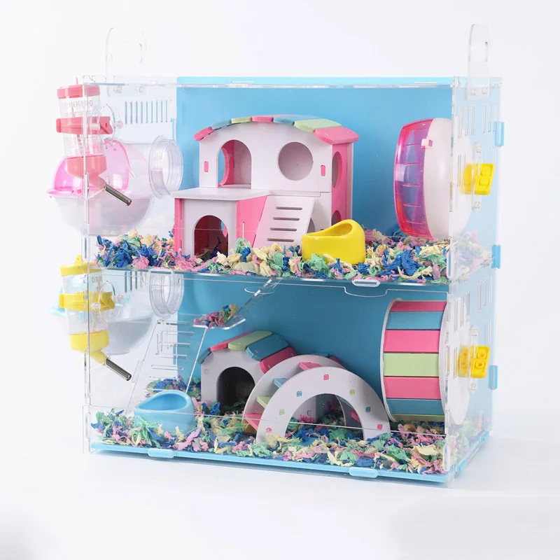 Домик для хомяка акриловая клетка морской свинки двухслойная большая вилла