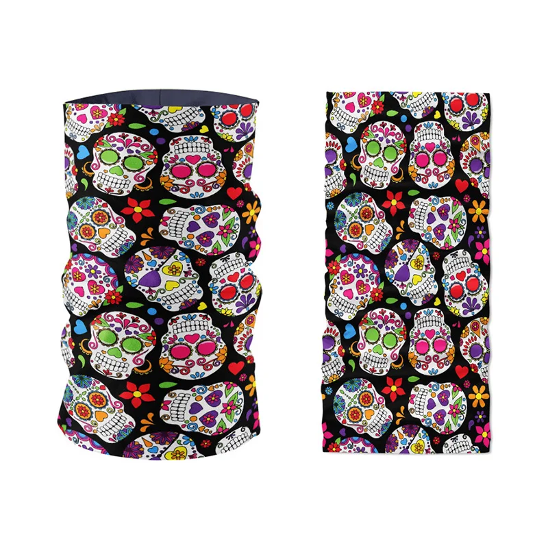 Funny Skull Headscarf Fashion Layered Pattern Bandana Sports Cycling Wrist Strap Face Mask Soft Breathable Kerchief For Women |