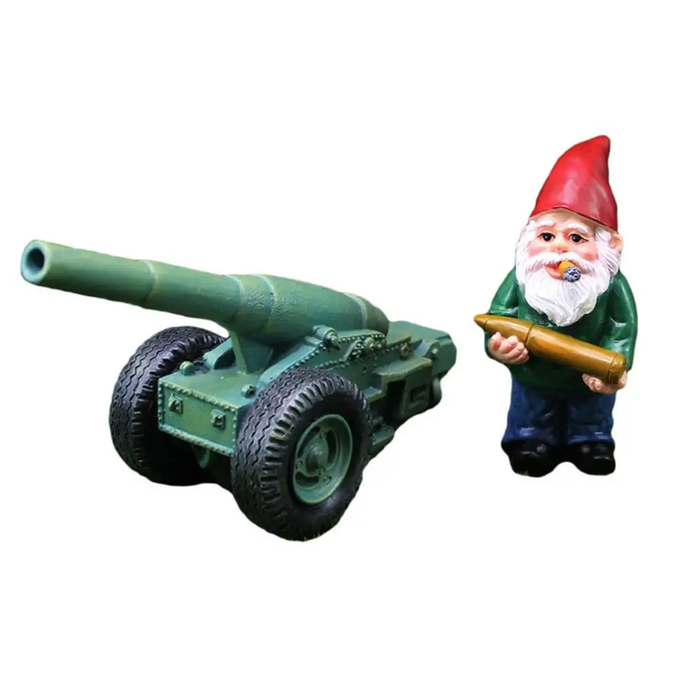

Garden Gnomes Figurines Miniature Resin Fairy Landscape Ornaments Lawn Yard Home Decor Mini Battle Cannon Statues
