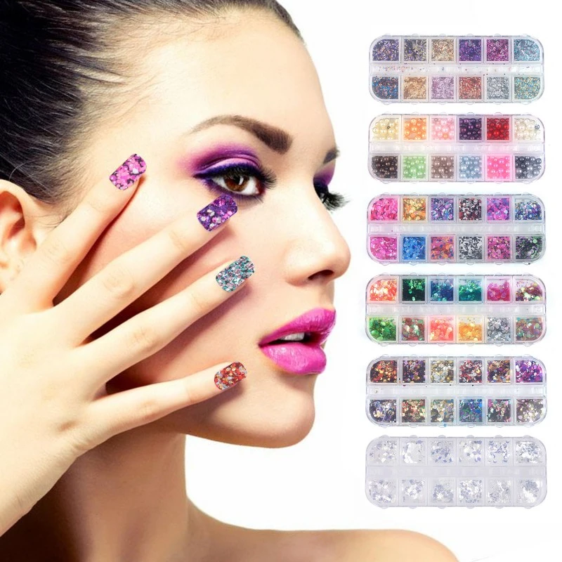 Блестящий Порошок русалки 12 цветов блестящие круглые блестки для творчества