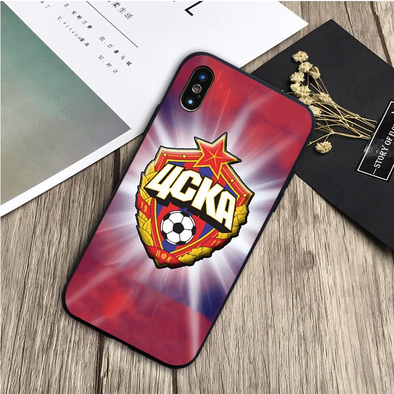 ЦСКА Черный силиконовый чехол для мобильного телефона iPhone 12 XR XS Макс 5 5S SE 2020 6 6S 7 8