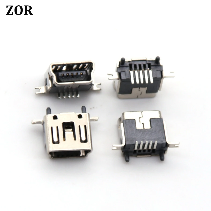 50 шт. 5-контактный гнездовой разъем Mini USB Type-B DIP с вертикальными ножками коннектор