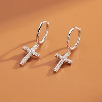 new arrival 925 sterling silver earrings zircon cross drop earrings for women birthday gift earings fashion jewelry