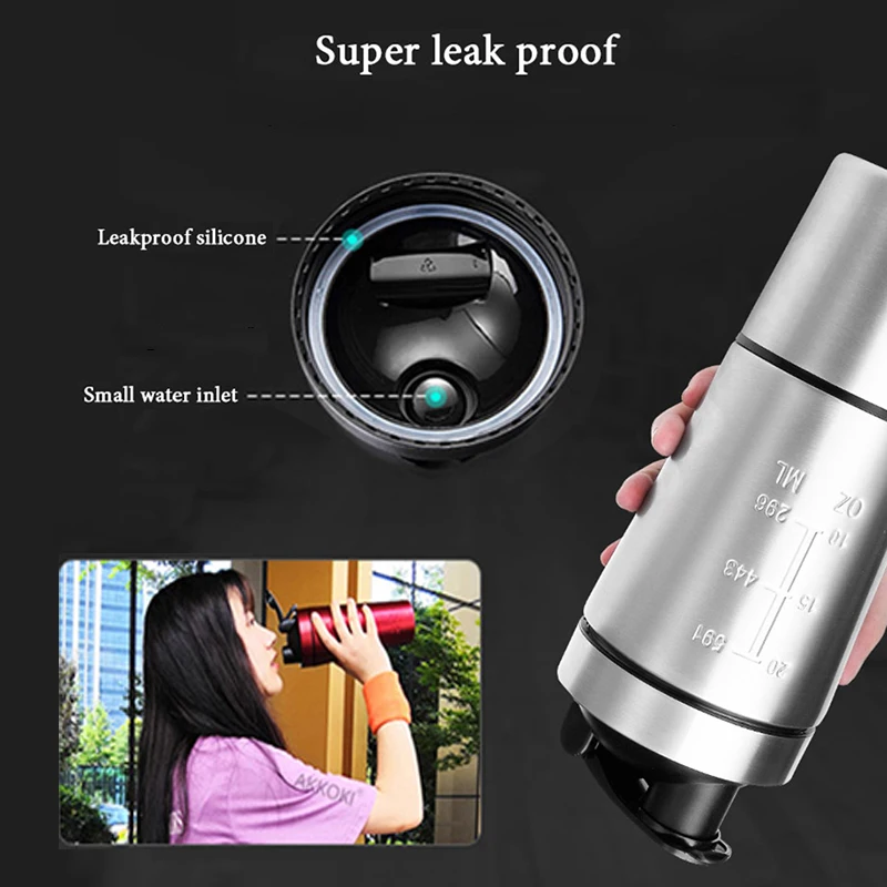 Бутылка-шейкер из нержавеющей стали блендер с сывороточным протеином и порошком