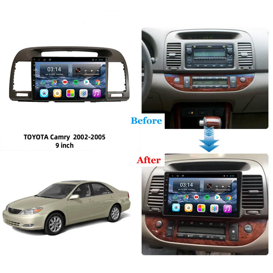 9'' Android 10 DSP TOYOTA CAMRY 2002/2003/2004/2005/2006 Car Radio Multimedia GPS Navigation Navi Player Auto Stereo 2din WIFI |