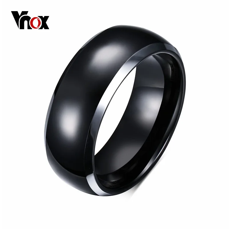 Vnox, мужские кольца, 8 мм, обручальные кольца, черный, Чистый вольфрам, карбид, обручальное кольцо для мужчин, ювелирные изделия, Bague Homme