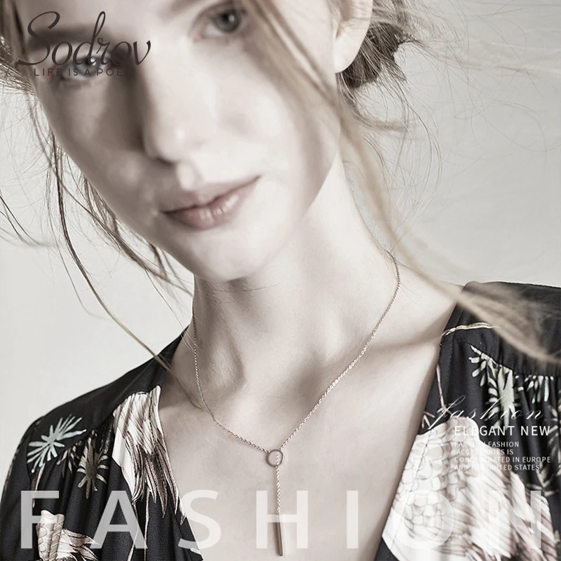 

Sodrov 925 Sterling Silver Bar Pendant Necklace for women silver 925 necklace 925 jewelry