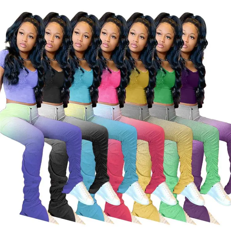 

S90569 2020 Hot 2 Piece Set Women Slim Pleated Pants Sexy Fashion Clothing Two Piece Set Women Clothing Summer