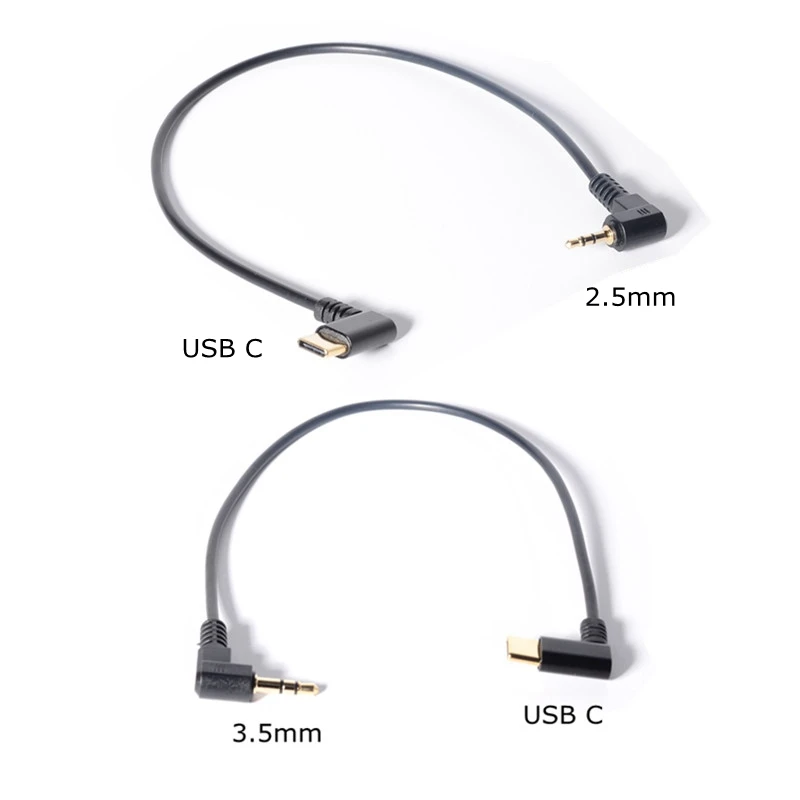 Фото Кабель 3 5 мм и 2 аудио/USB C угол 90 градусов USB Type-C до локоть штекер AUX кабель для