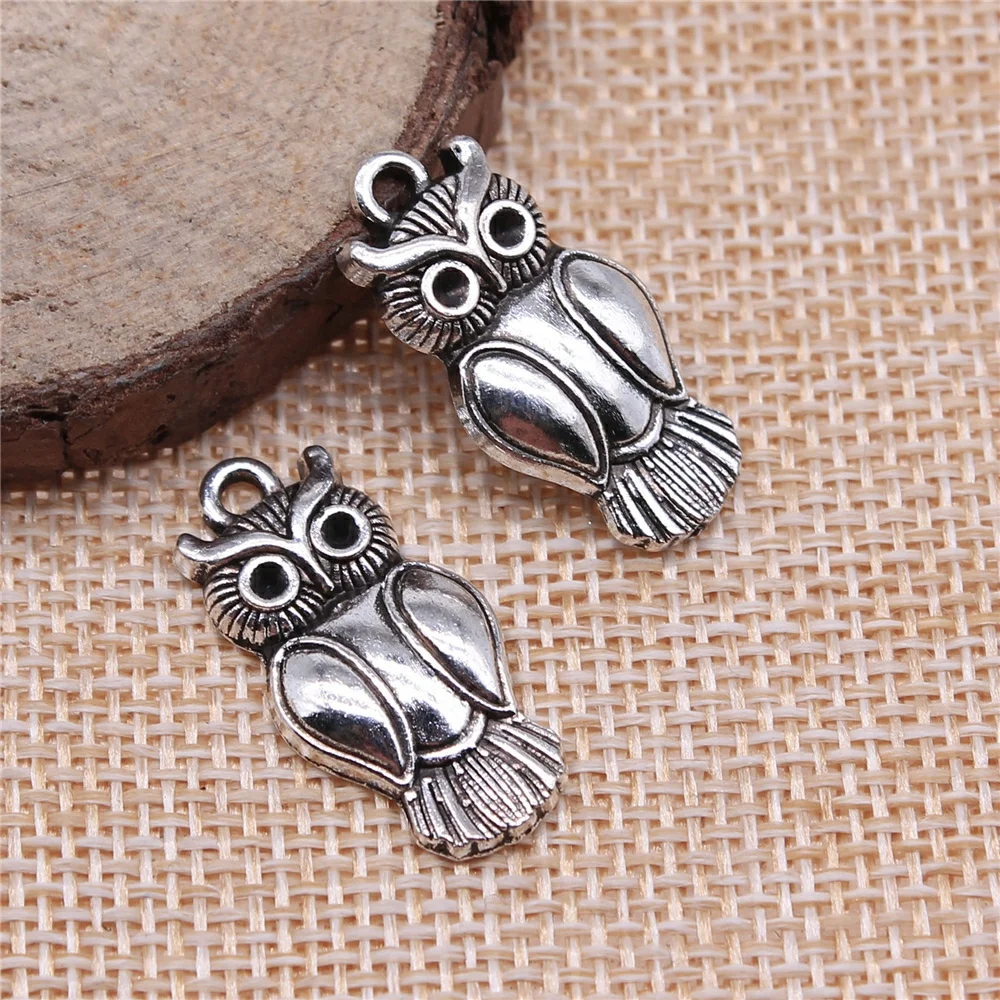 

free shipping 32pcs 26x13mm antique silver owl charms diy retro jewelry fit Earring keychain hair card pendant accessories
