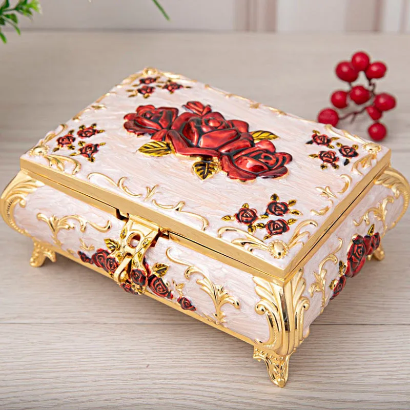 

organizer Jewelry Box Large Creative European Ring Earrings Jewelry Box High-end Luxury Desktop Storage