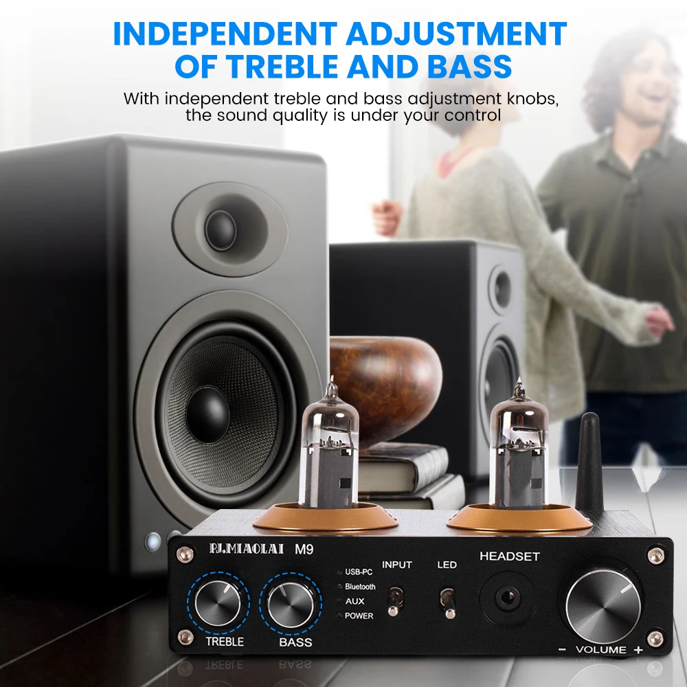 Трубчатый предусилитель PJ.MIAOLAI M9 HIFI 6K4 BT 5 0 аудиоразъем RCA USB-PC AUX регулировка