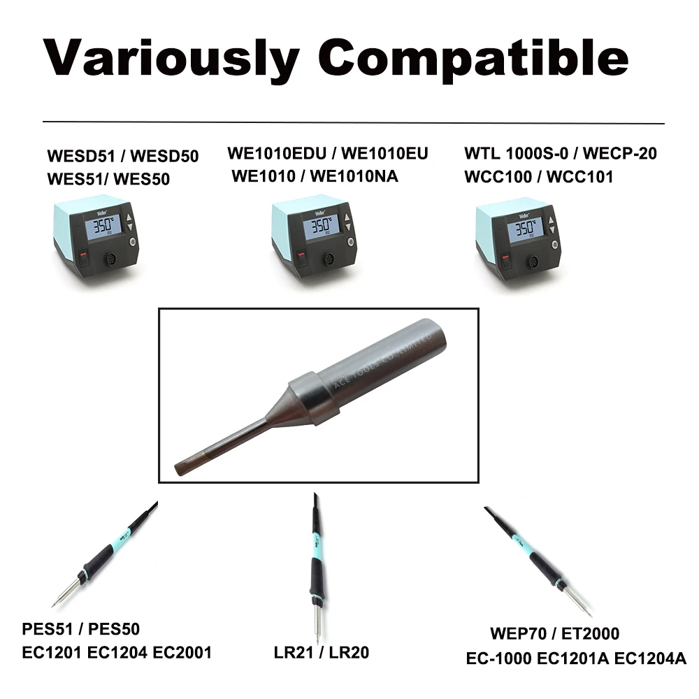 

10 PCS ETR Soldering Tip Chisel 1.6mm Fit WELLER WES51 WES50 WESD51 WE1010NA WE1010EU PES51 PES50 LR21 LR20 Iron Welding Bit