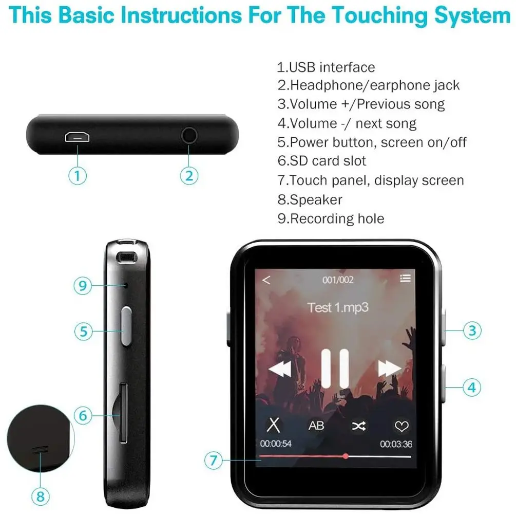 Миниатюрный MP3 плеер Plate с Bluetooth радио FM Hi Fi музыкальные плееры экраном для бега