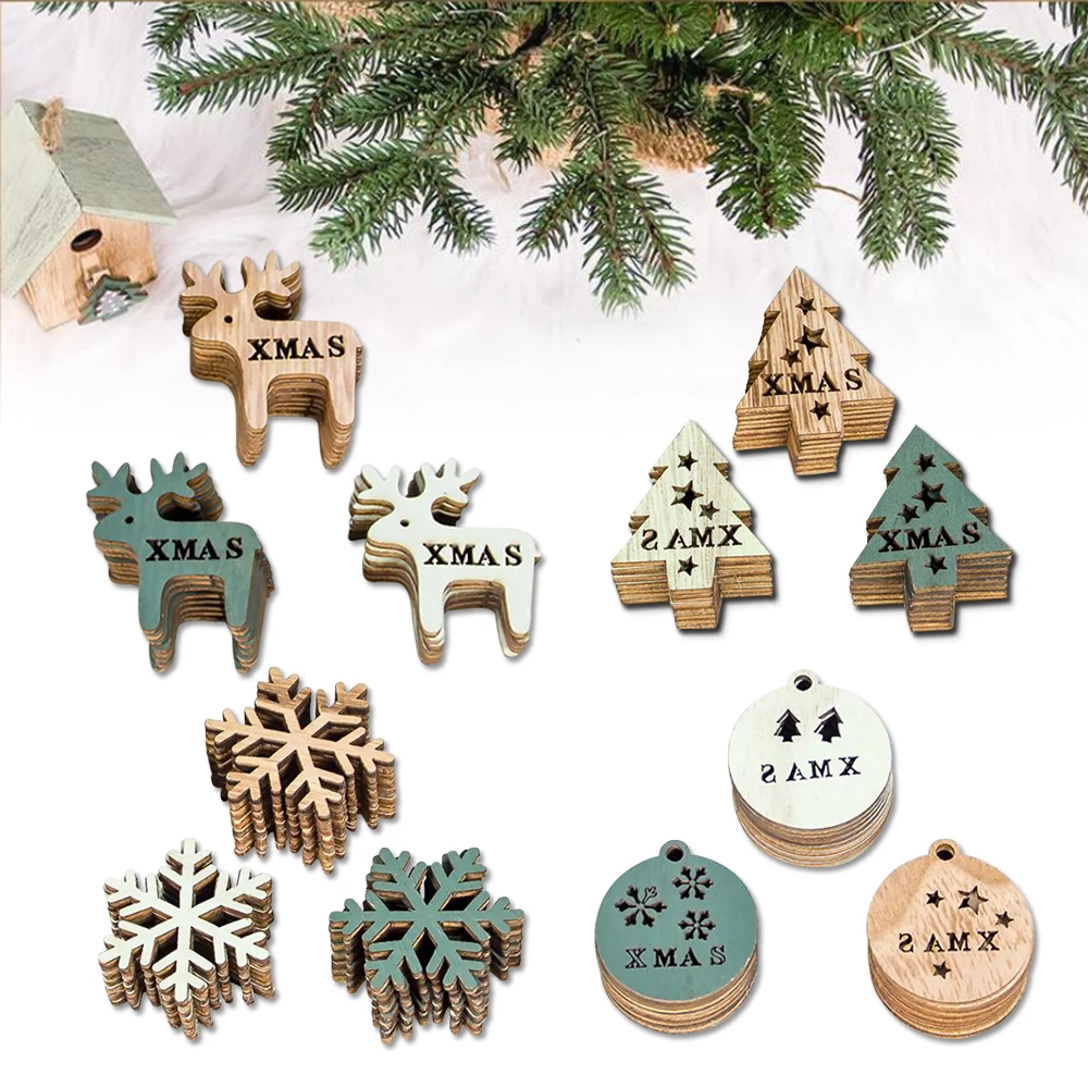 

24 шт. Новый год 2021 Ангел Деревянные Подвески Noel Xmas Tree поделки рождественские украшения для дома для детей подарок на Новый год Висячие висяч...