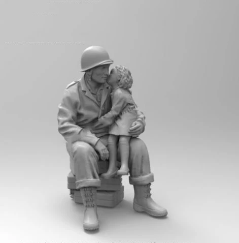 1/35 модельная фигурка из смолы комплект US Girl на коленях разобранный