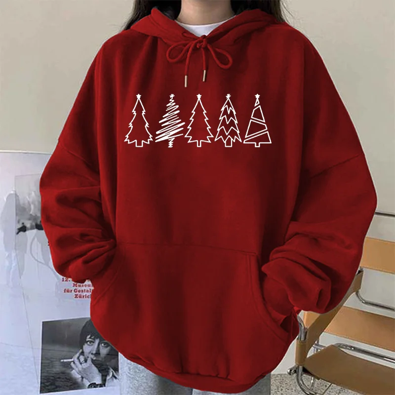 

Женская толстовка Seeyoushy с принтом в виде рождественской елки, свитшоты, топы с длинным рукавом, свисающие плечи, уличная одежда, пуловеры с к...