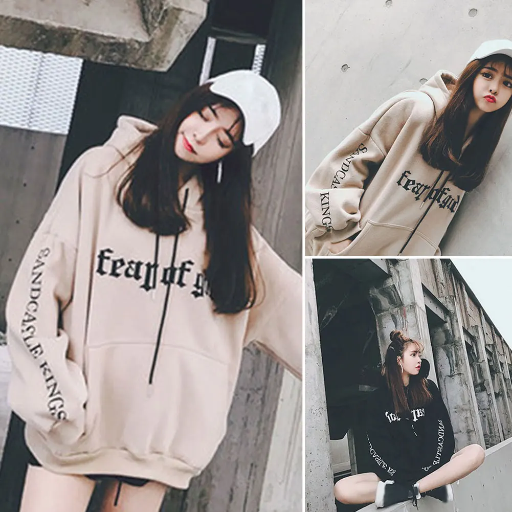 

Autumn Winter Casual Women Hoodies Sweatshirts Fashion Letter Printed Pullovers Tops Ladies Loose Hooded Sweatshirts M-XL