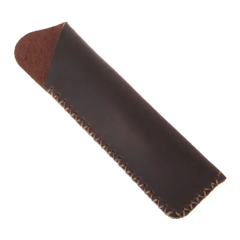 

Retro Leather Pen Holder Rounded Corner Ballpoint Pen Protective Sleeve Cover Handmade Cross Stiched Fountain Pouch For Single