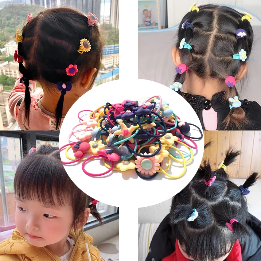 20/40Pcs Girls Hair Accessories Gift Box Elastic Bands Flower Clip Bows New Headband Hairband Cute Hairbands for Kids - купить по