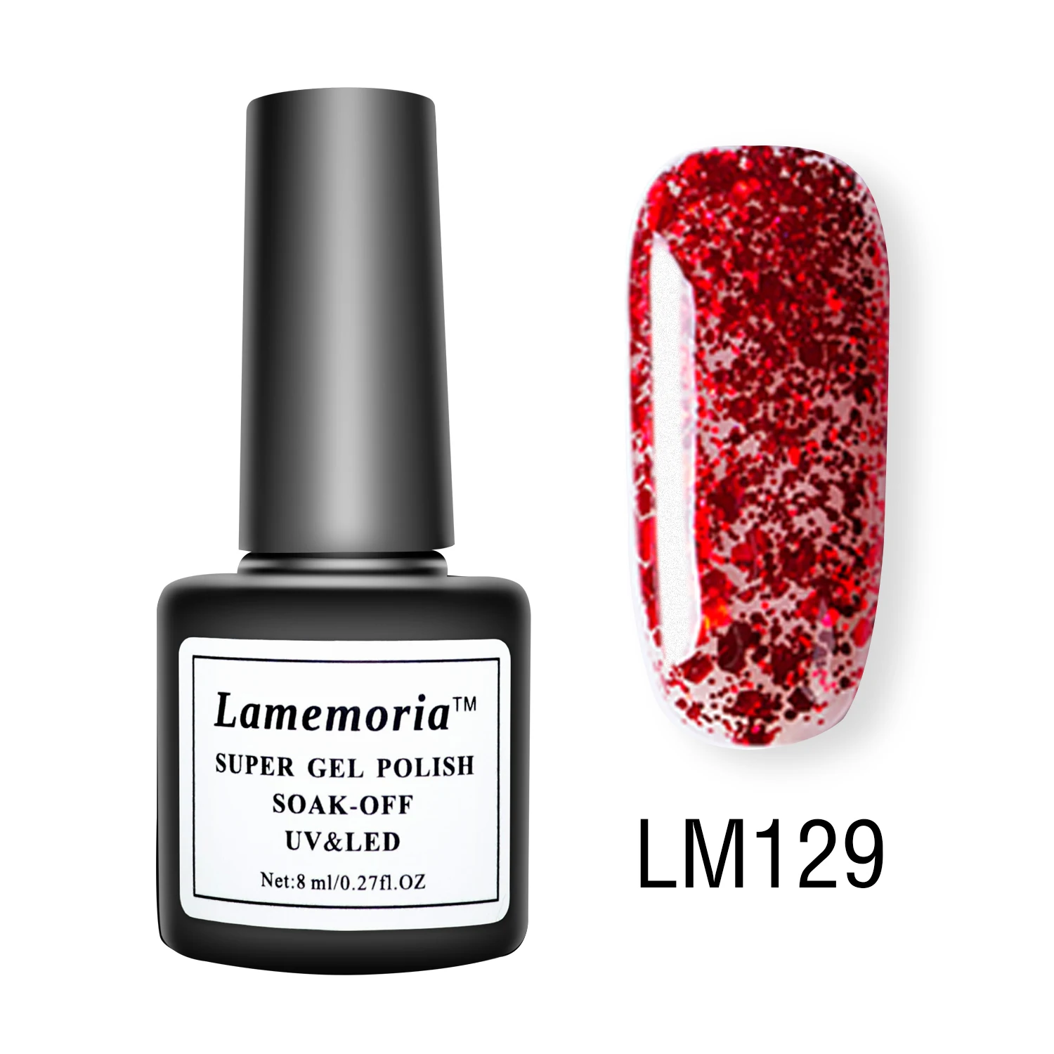 LM129 Lamemoria, 8 мл, синий блестящий Гель-лак для ногтей, гибрид, УФ Гель-лак, лаки для маникюра, основной дизайн, маникюр, Нейл-арт, топ, Nagellak - Цвет: LM129