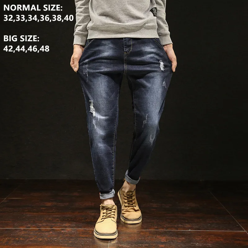 Черные джинсы джинсовые мужские брюки Синие рваные в стиле хип хоп для мужчин