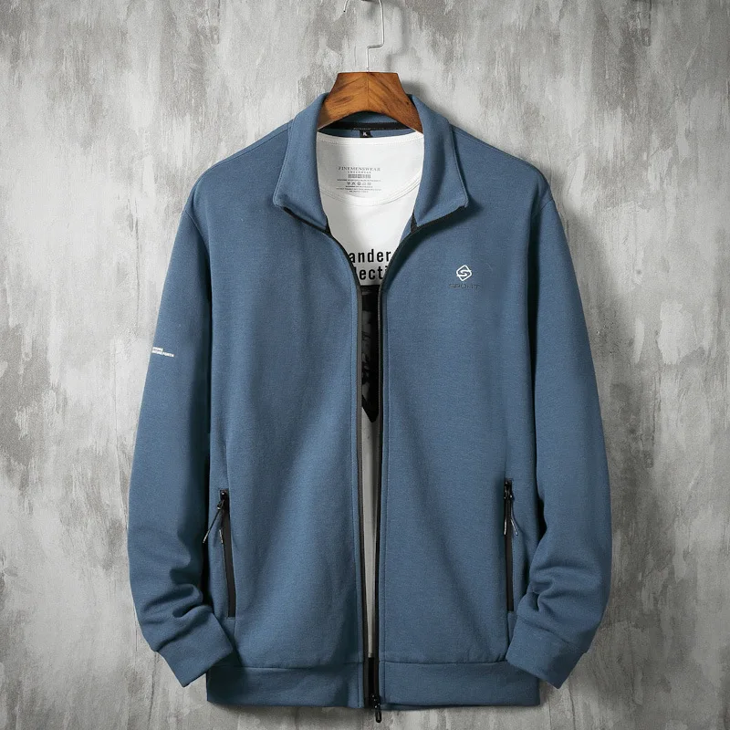 

2021 новая весенняя Мужская полнит размера плюс мода на каждый день со стоячим воротником вязаный жакет для мужчин жира тонкое пальто