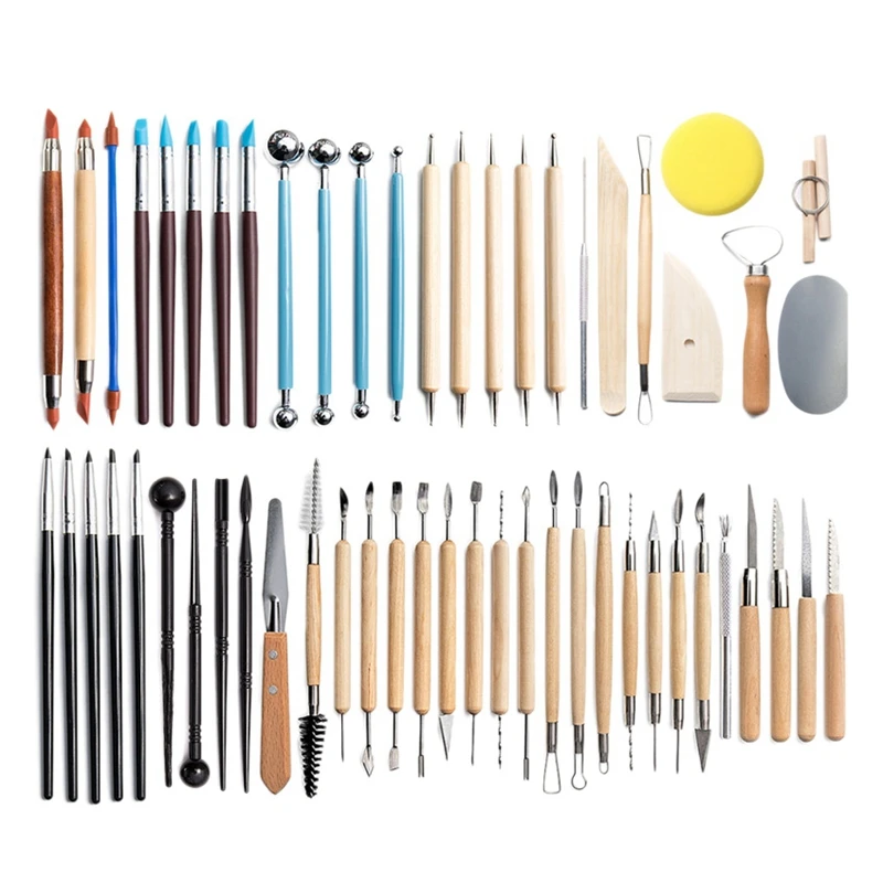 

56Pcs Clay Tools Sculpting Pottery Tools Polymer Modeling Clay Sculpture Set for Pottery Modeling,Carving,with Bag