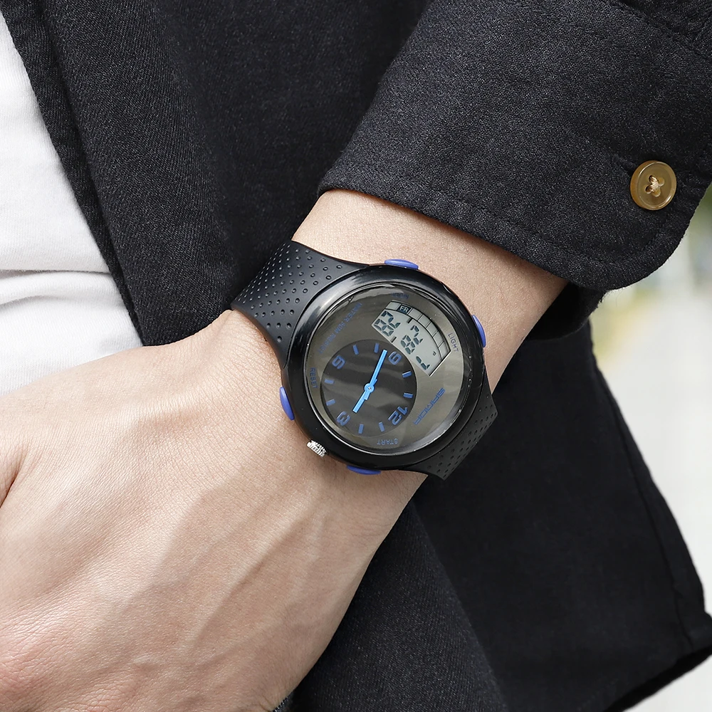 Часы наручные Sanda Мужские кварцевые с двойным экраном водостойкие