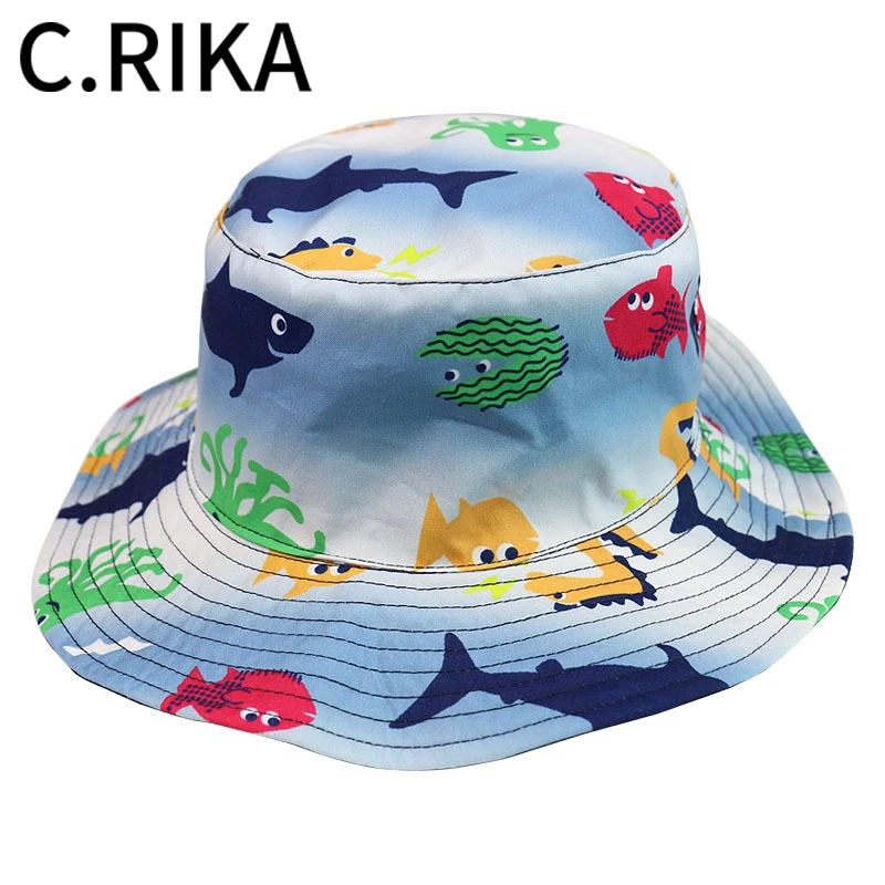 Панама с мультяшным принтом животных рыб акул летняя|Мужская панама| |