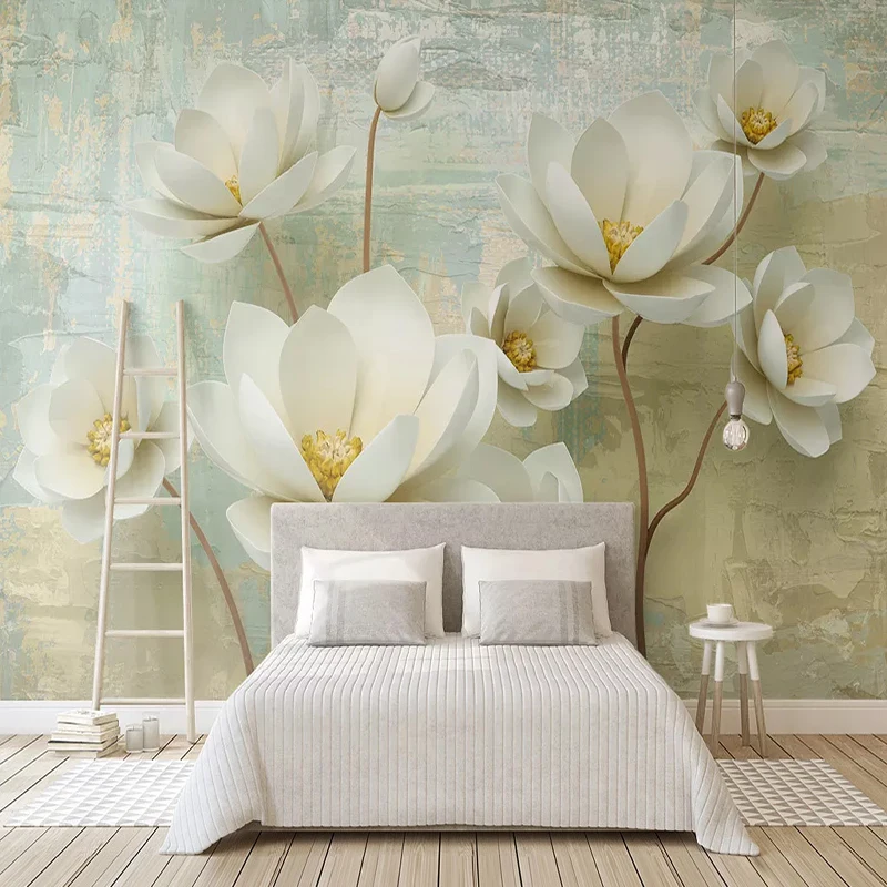 3D тисненые цветы простая масляная живопись большая роспись настенная ткань для