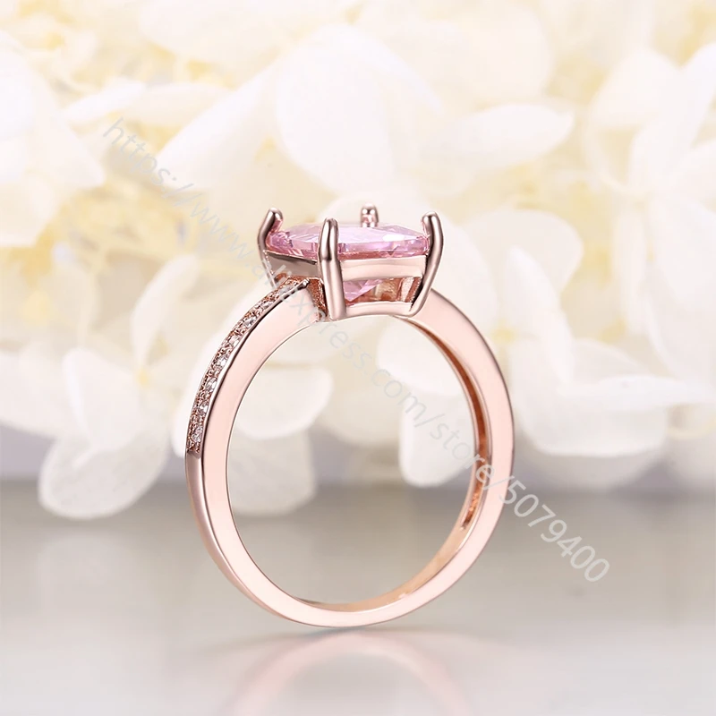 

Shiny Large Cubic Zirconia Ring rose Gold Plating Gorgeous Fashion Ring Elegant Cocktail square CZ rings micro CZ paved