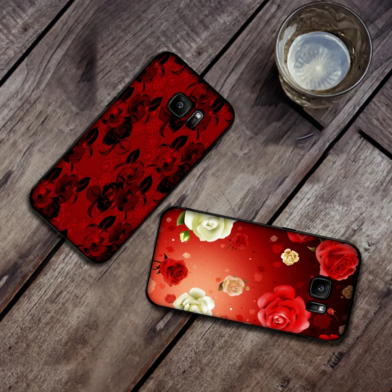 Роскошный черный чехол для Samsung Galaxy S6 S7 край S8 S9 S10 PLUS NOTE 8 9 M10 20 30 крышка Роза цвета: