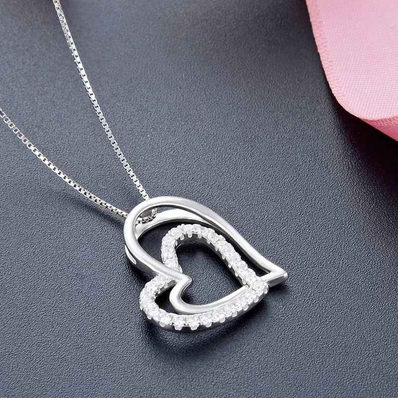 

Heart and Soul Romantic Pendant Double Love 925 Sterling Silver Wedding Pendant CHDBD002372