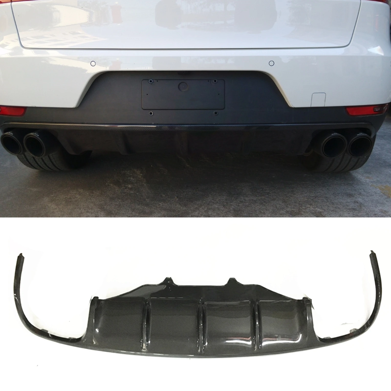 Für Porsche Macan 2014-2016 Stoßstange Hinten Diffusor Lip Real Carbon Fiber Auspuff Schutz Bord Auto Niedrigeren Boot Splitter spoiler Platte