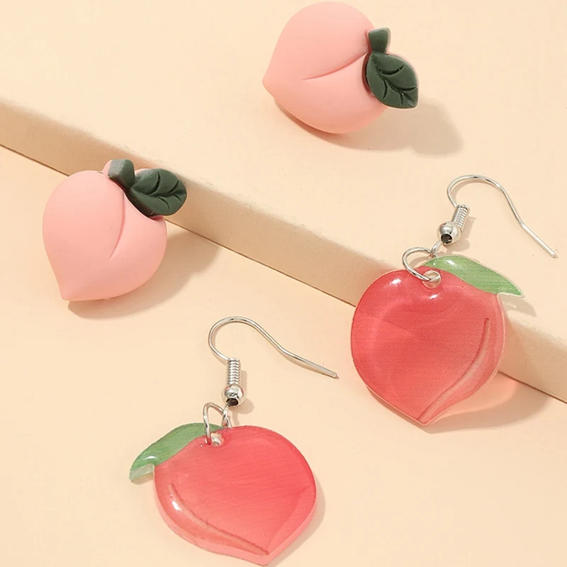 Новые модные милые серьги гвоздики в форме фруктов Милые украшения виде цветов