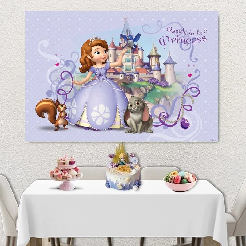 

Фон для фотосъемвечерние с изображением замка, принцессы в фиолетовом цвете