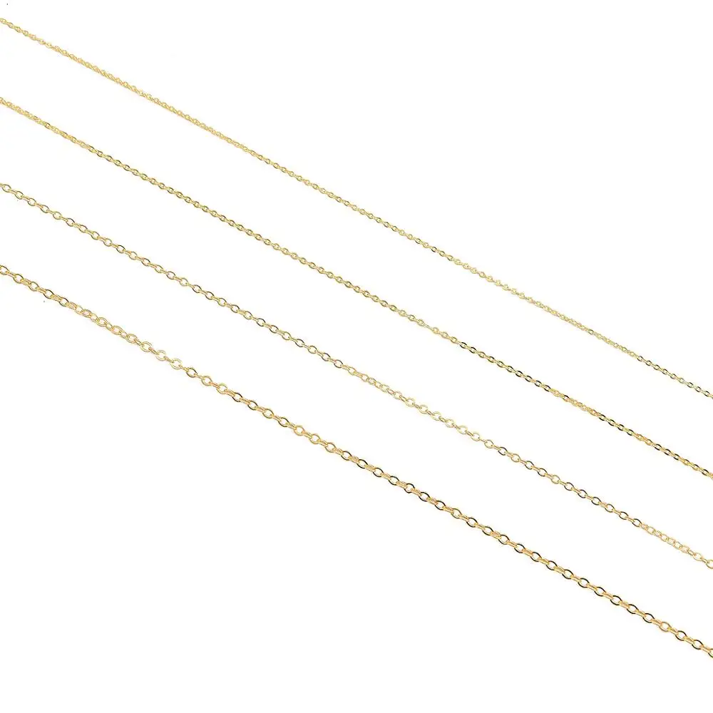 

Медная овальная позолоченная цепочка с открытыми звеньями, 1 мм, 1,3 мм, 1,5 мм, 2 мм, 18 К, для изготовления ювелирных изделий, аксессуары для ожер...