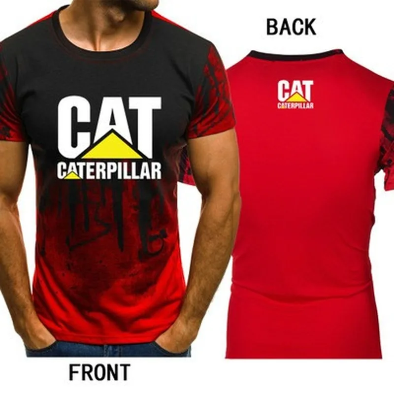 

2021 New summer cat logo camouflage gradient O-Neck casual sport T-shirt comfortable sweat absorption short sleeves
