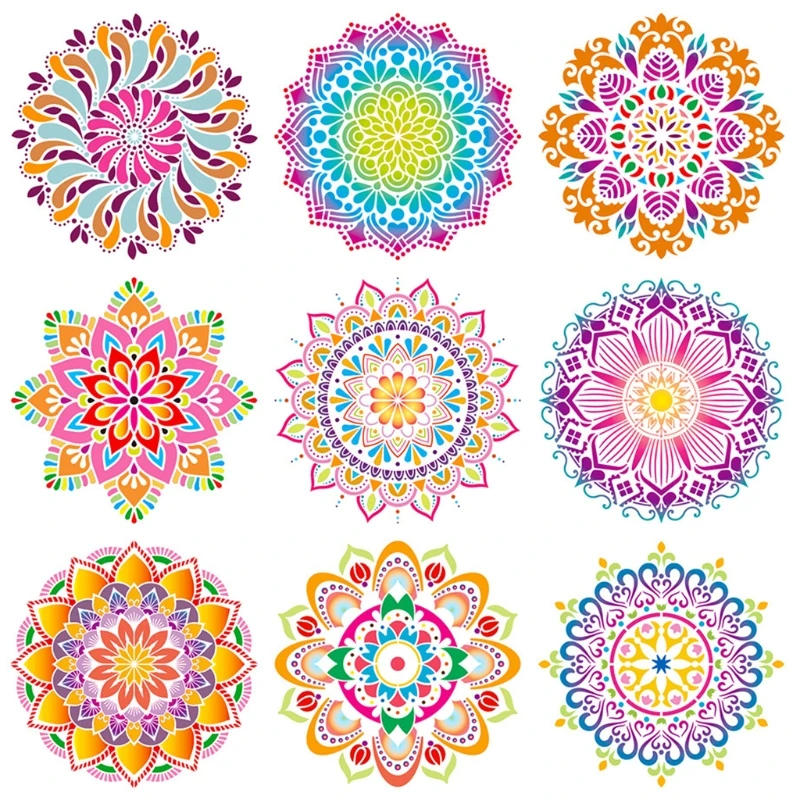 

9PCS/Pack Classic Mandala Painting Stencils PET Templates 12''x 12'' Large Templates Xmas New Year Decoration Supplies