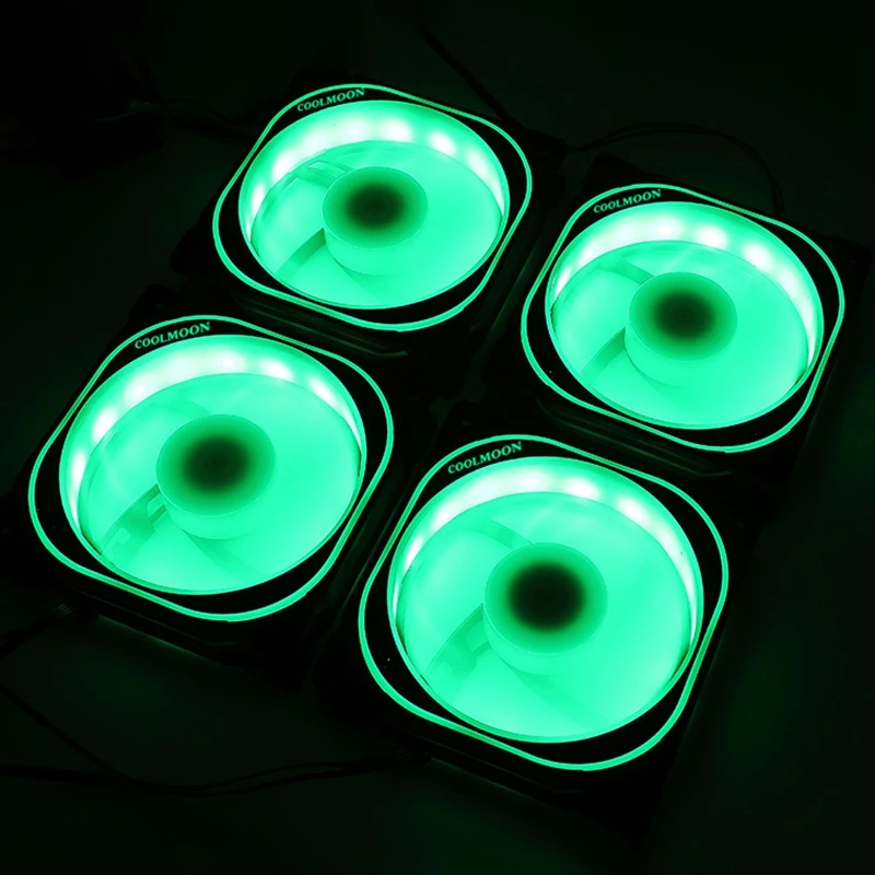 

COOLMOON RGB Computer Case Fan, 12cm Mute Multi-Layer Light+Music Controller Remote Control Computer Cooling Fan CPU Fan (6 Pcs)
