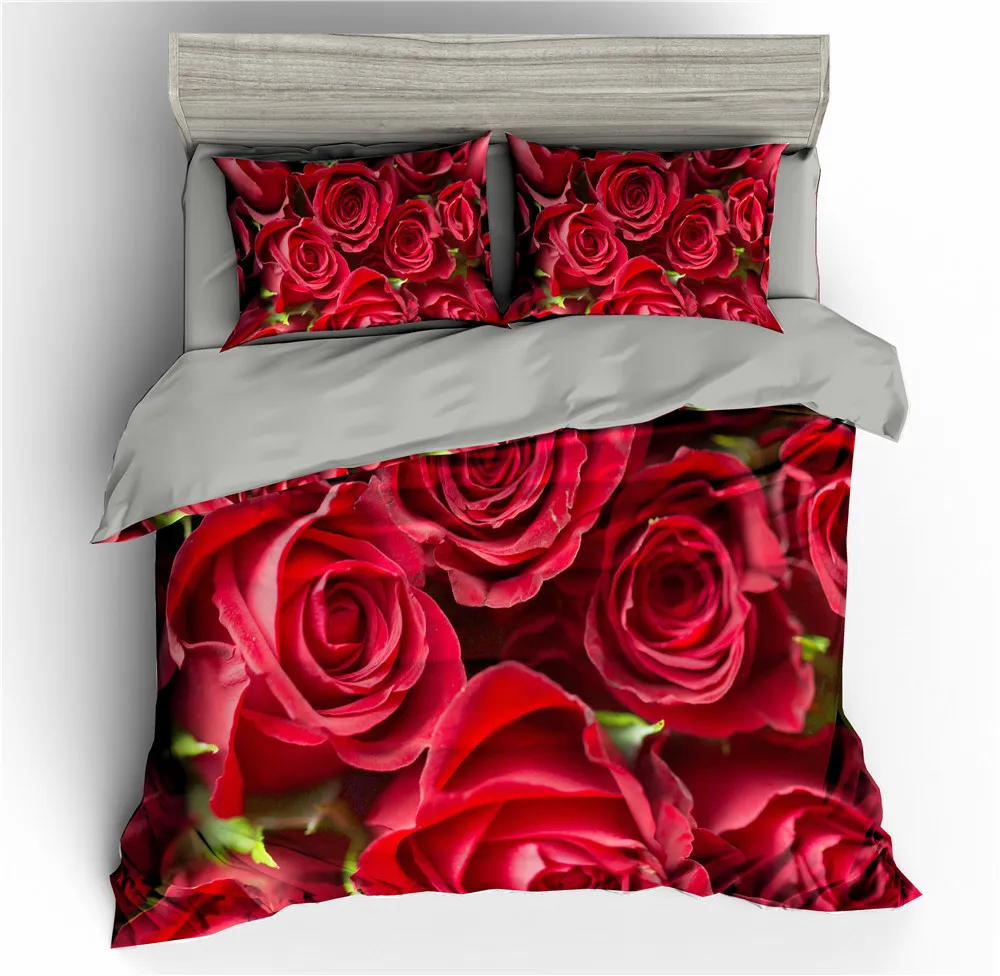 Красивые розовые цветы 3D постельные принадлежности набор King size пододеяльник