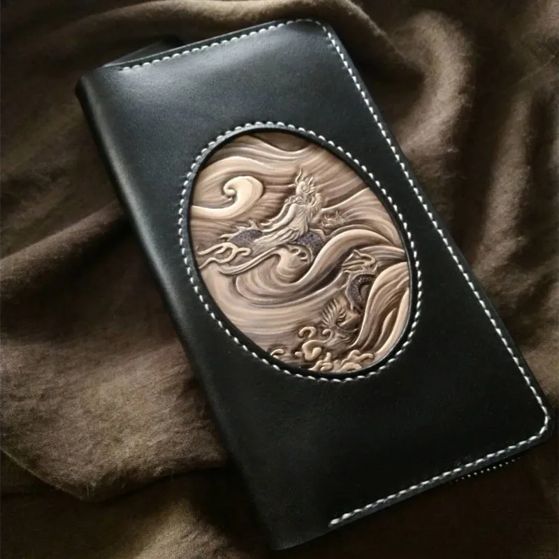 

Handmade Women Men Wallets Card Holder Purses Long Wallets Clutch Genuine Leather Purse Carteras Para Mujer