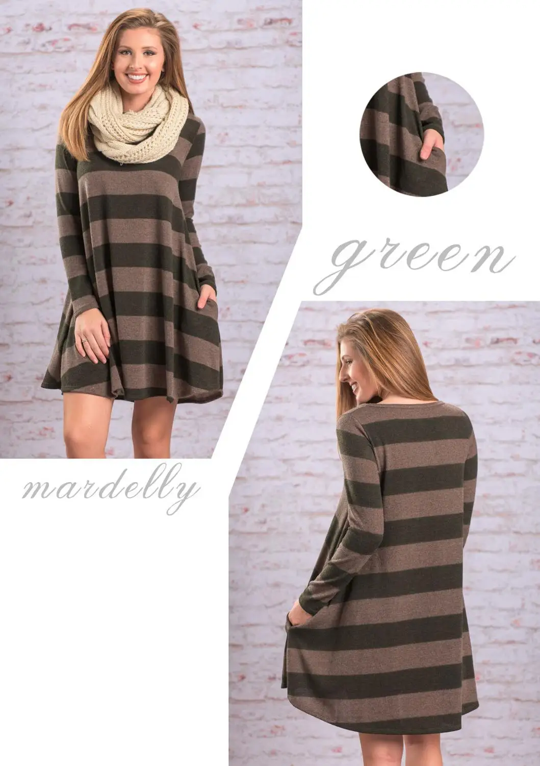 2019 Новое Женское свободное Полосатое платье с длинными рукавами | Женская одежда