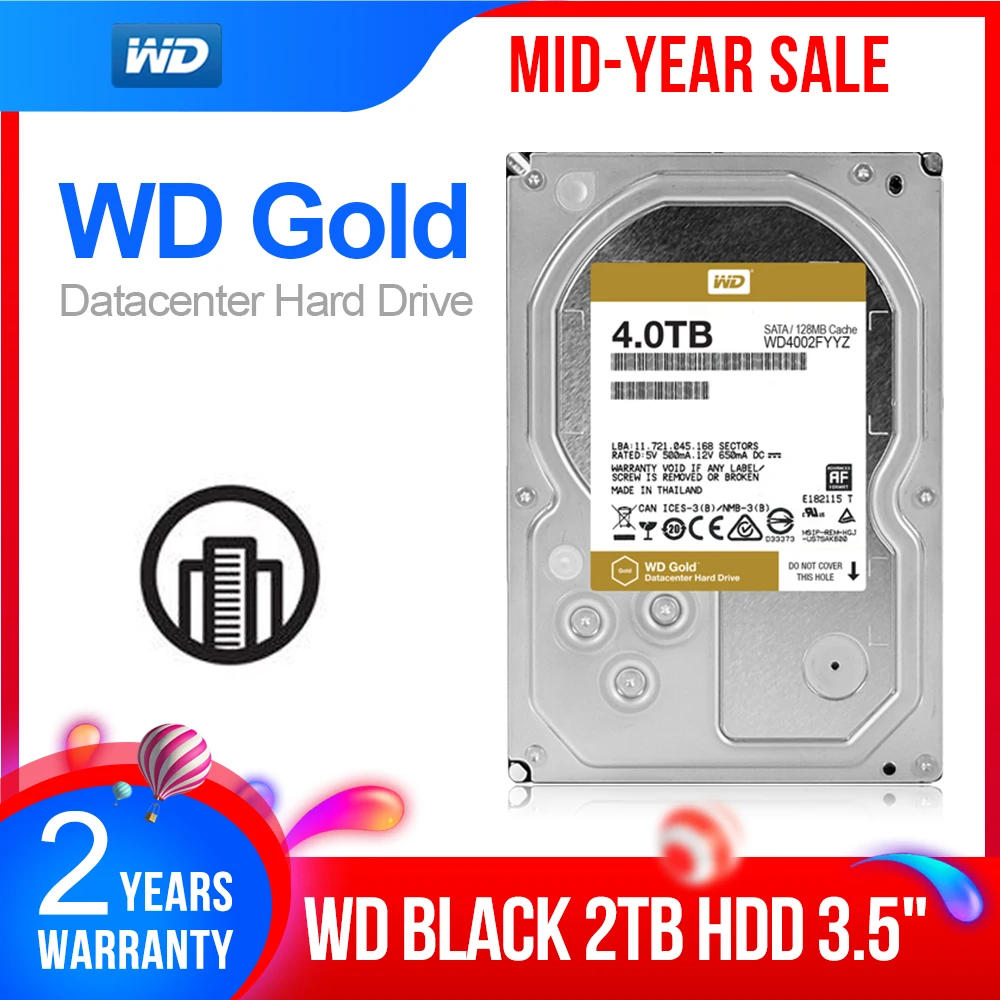 WD Gold 4 ТБ внутренний жесткий диск 3 5 &quot7200 об/мин 128 м кэш памяти SATA III 6 HDD HD для