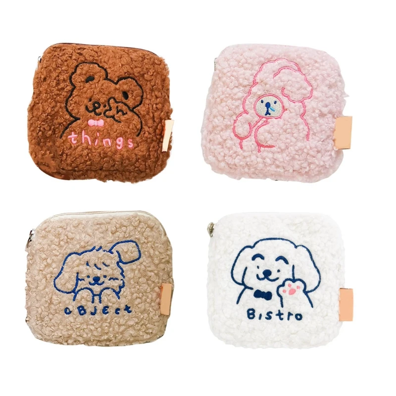 

Cute Cartoon Animal Plush Sanitary Napkin Storage Bag Women Tampon Holder Girls Cosmetic Handbag Coin Purse Simple Design Card