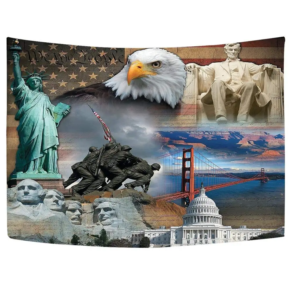 Настенный гобелен с изображением флага США орла статуи Свободы