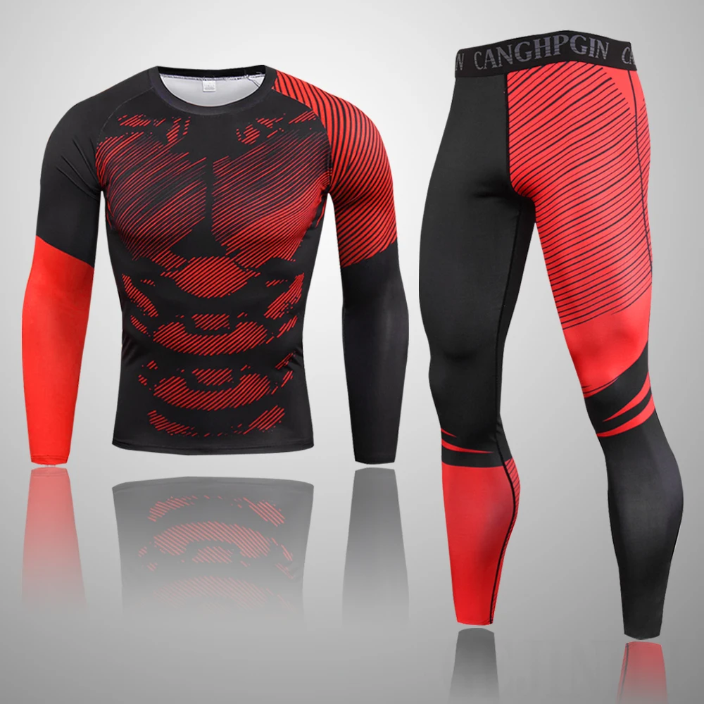 3pcs / set Mens Tracksuit Gym Fitness Compression Sport Suit Clothes Running Jogging Sportswear Exercise Workout Tights